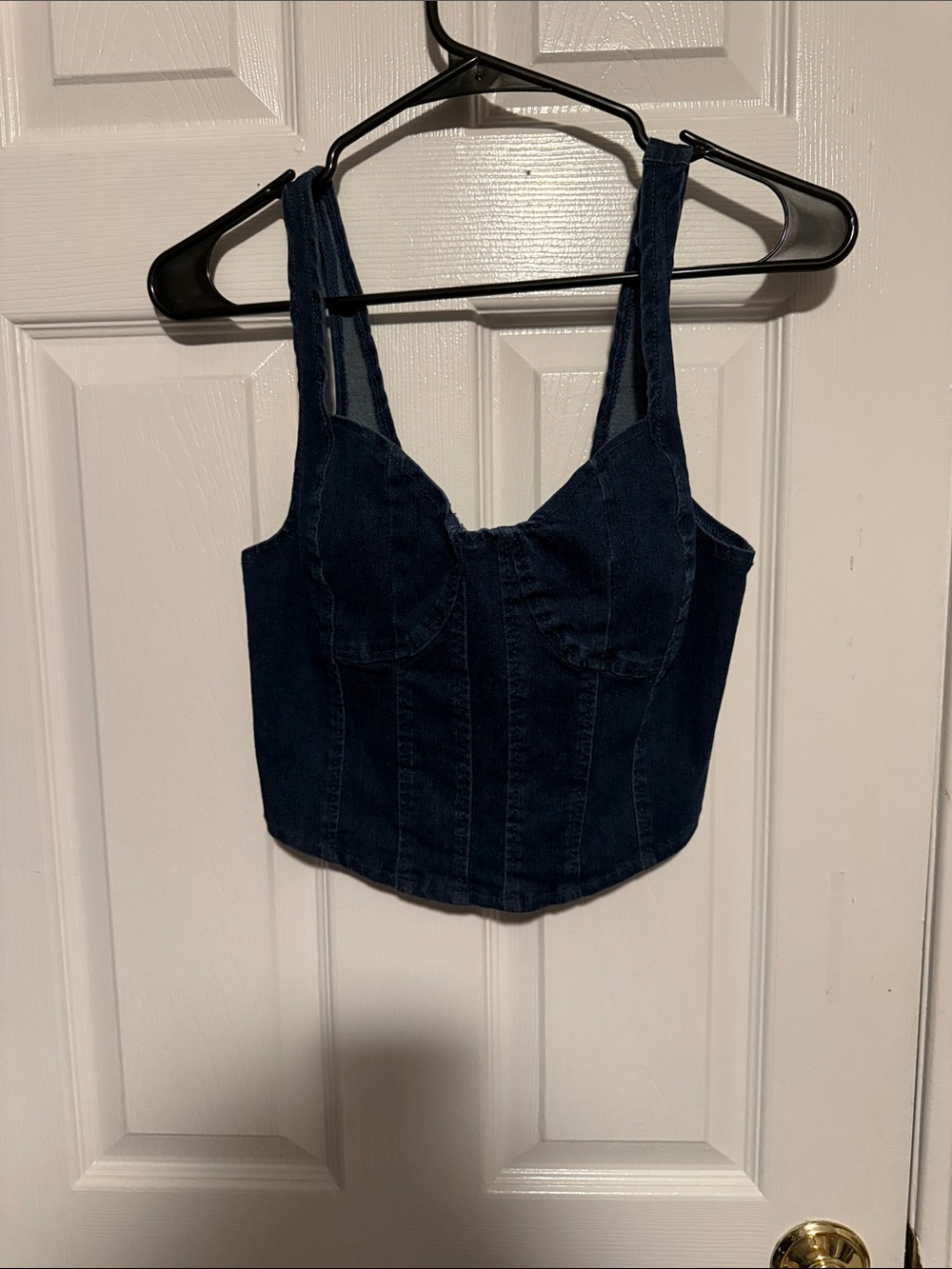 Dark Blue Denim Bustier Crop Top